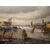 Olio su tela olandese del 1800 firmato paesaggio con fiume ghiacciato