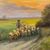 Pittore inglese (XIX sec.) - Paesaggio con gregge al tramonto.