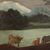 Italian painting landscape with characters and ruins from 18th century