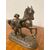 Antica scultura in antimonio epoca fine 800 raffigurante cavallo con personaggio . Mis 24 x 24 