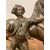 Antica scultura in antimonio epoca fine 800 raffigurante cavallo con personaggio . Mis 24 x 24 