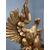 Antica scultura Aquila in legno dorata epoca 600 su base marmorizzata. Mis : Altezza cm 53 . base cm 36 x 25
