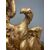 Antica scultura Aquila in legno dorata epoca 600 su base marmorizzata. Mis : Altezza cm 53 . base cm 36 x 25