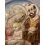 Antica placca  in maiolica Sacra Famiglia Sesto Fiorentino anni 40 rifiniture oro. Diametro 24