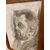 Antico disegno mezzo busto epoca XIX a matita con vetro e cornice coeva. Mis 57 x 42 