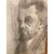 Antico disegno mezzo busto epoca XIX a matita con vetro e cornice coeva. Mis 57 x 42 