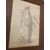 Antico disegno  anno 1920  di personaggio in cornice antica 38 x 29 