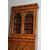 Antica Libreria Carlo X in noce 1830 Lombardia con intarsi e vetri soffiati. Mis 129 x 56 . H 242 