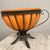 Antico Vaso vetro Francese Liberty epoca 1930 base ferro battuto . Mis  30 L 45 d 33