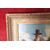 Antico dipinto olio personaggio mendicante epoca XIX sec . Mis 45 x 37 in cornice dorata .