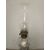 Antica lampada petrolio in vetro,  epoca primi '900. Mis. h 46, l 11, p 11 cm