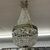 Antico grande lampadario a Mongolfiera epoca fine 800 in bronzo e cristalli 4 luci . H 90 
