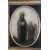 Antico dipinto XVII sec di Santa Francesca Romana e Angelo . olio su onice . Mis  30 x 25 Cornice antica dorata a mecca. 