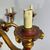 Antico Lampadario Sei Bracci epoca XIX secolo dipinto rubino e oro . Tutto intagliato . Altezza cm 80 diametro cm 80 