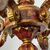 Antico Lampadario Sei Bracci epoca XIX secolo dipinto rubino e oro . Tutto intagliato . Altezza cm 80 diametro cm 80 