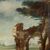 Dipinto Paesaggio con Cavalieri e Rovine