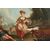 Olio su tela francese del 1700 coppia di personaggi innamorati