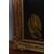 Antico dipinto olio su tela primi 800  “Falconiere “ in cornice foglia oro . Mis 82 x 64 