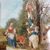 Antica coppia splendidi dipinti su vetro epoca XVIII sec . scuola veneta. Scene contadine mis 46 x 37  