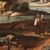 Antique painting landscape with characters from 18th century