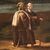 Antique painting landscape with characters from 18th century