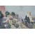 Oil on panel painting depicting the city glimpse of Assisi and the Basilica of St. Francis signed Mario M.