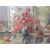 Large painting Vase with roses, golden frame &#39;900     