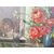 Large painting Vase with roses, golden frame &#39;900     