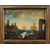Giacomo Guardi (Venezia 1764 - Venezia 1835) cerchia di - Paesaggio portuale con capriccio architettonico e galeone britannico.