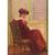 QUADRI ANTICHI, RITRATTI DI DONNA CHE CUCE, OLIO SU TELA, EPOCA NOVECENTO. (QR604)