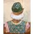 Bust in polychrome majolica with Renaissance male figure.Manufactured by Angelo Minghetti.Bologna.     