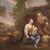 Dipinto italiano paesaggio con scena familiare del XVIII secolo