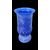 Vaso in vetro blu corroso all’acido con parte inferiore costolata.Alfredo Rossi.Murano.