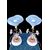 Coppia di lampade in ottone dorato con base in legno dipinto e fiori in cristallo.