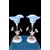 Coppia di lampade in ottone dorato con base in legno dipinto e fiori in cristallo.