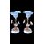 Coppia di lampade in ottone dorato con base in legno dipinto e fiori in cristallo.