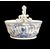 Cestino in maiolica con decoro monocromo turchino con insetti,uccelli e motivi vegetali. Ferniani,Faenza.