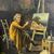 Antico dipinto olio su tavola Atelier d artista. Epoca 1850 con cornice antica dorata. Mis 64 x 50 . Firmato 