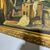 Antico dipinto olio su tavola Atelier d artista. Epoca 1850 con cornice antica dorata. Mis 64 x 50 . Firmato 