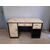 SCRIVANIA CATTEDRA ART DECO IN LEGNO LACCATO NERO E PERGAMENA 1930-40