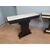 Coppia di consolle art deco in legno nero e pergamena con decori a bassorilievo