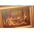 Olio su tavola Francese della seconda metà del 1800 Raffigurante scena di interni