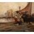 Olio su tela Marina con Laguna di Venezia datato 1877