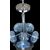 Lampadario in acciaio con sei bulbi in vetro.Murano