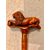 Bastone con pomolo in legno di bosso raffigurante leone con sfera.