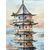Acquarello primi '900 Pagoda, firmato, mis 59x46 cm
