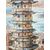 Acquarello primi '900 Pagoda, firmato, mis 59x46 cm