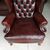 Poltrona chesterfield bergere vintage inglese originale in pelle marrone 