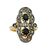 Anello in oro giallo e argento con zaffiri e diamanti