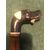 Glove stick with horn knob depicting dog&#39;s head with mechanism to open the mouth. Bamboo barrel.     